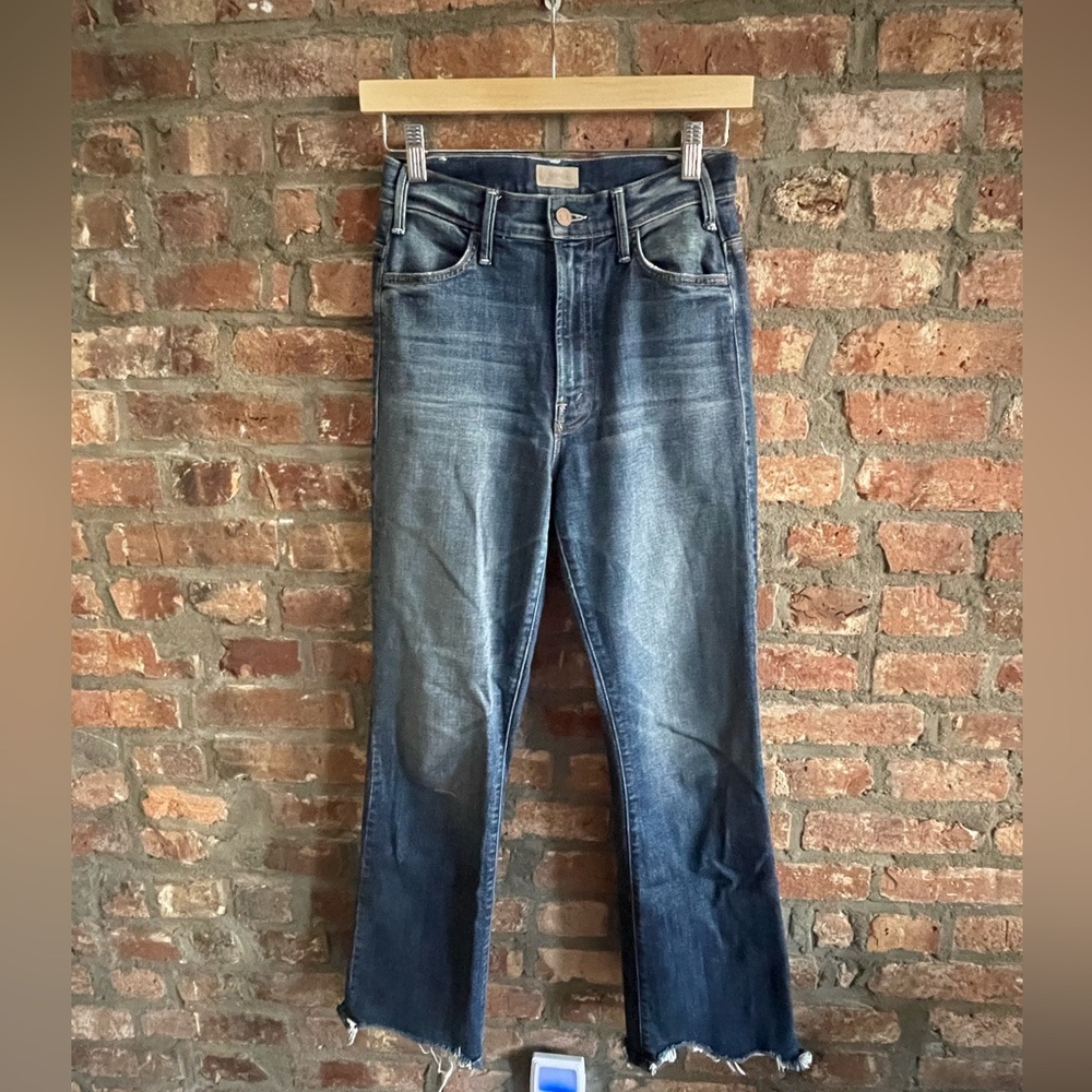MOTHER Straight Leg Jeans in Faded Dark Blue